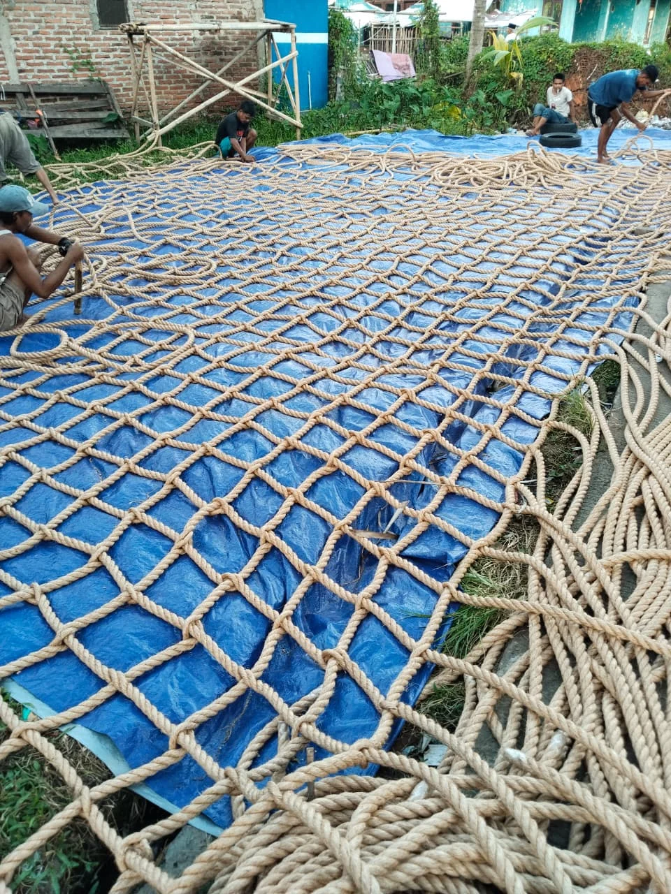 Detail hasil pengerjaan jaring Manila Gurita